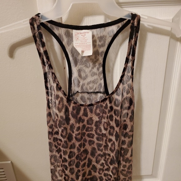 No Boundaries Tops - No Boundaries Leopard Lace Plus Size Tank Top